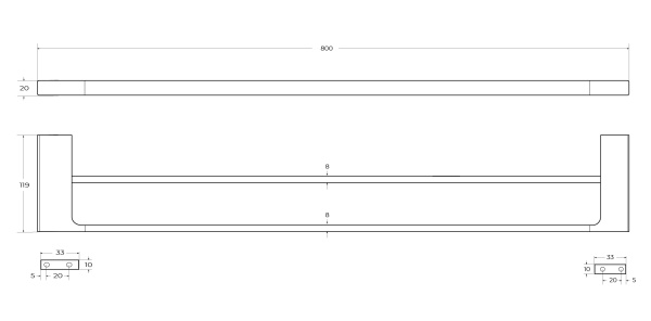 Полотенцедержатель двойной CEZARES SLIDER-THD-80-NOP