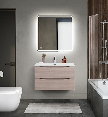 Тумба с раковиной подвесная BelBagno MARINO-CER-MINI 80 Rovere Grigio, раковина белая