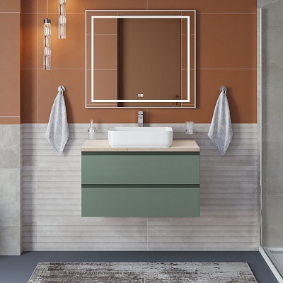 Тумба со столешницей подвесная BelBagno KRAFT 90 Еловый Матовый, столешница KEP-90-MCO