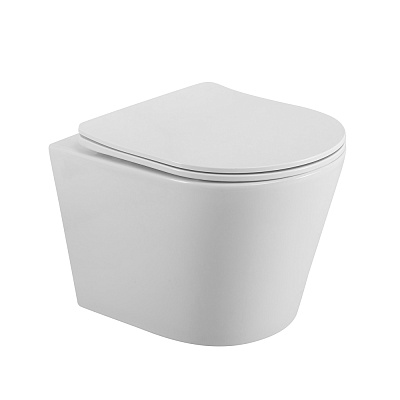 Унитаз подвесной безободковый с сиденьем BelBagno FLAY-R BB053CHR/SC