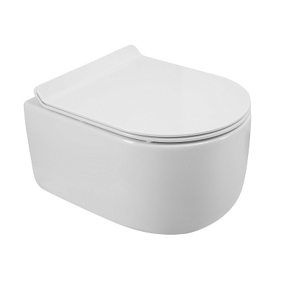 Унитаз подвесной безободковый со смывом TORNADO BelBagno SOFT-TOR BB084CH-TOR с сиденьем BB2011SC