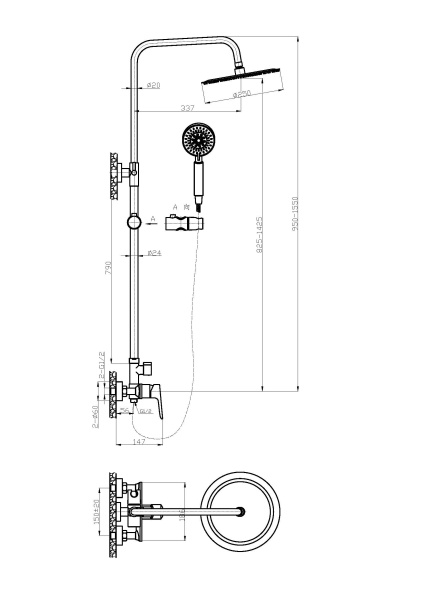 Душевая стойка BelBagno ANCONA ANCONA-DOCM-CRM