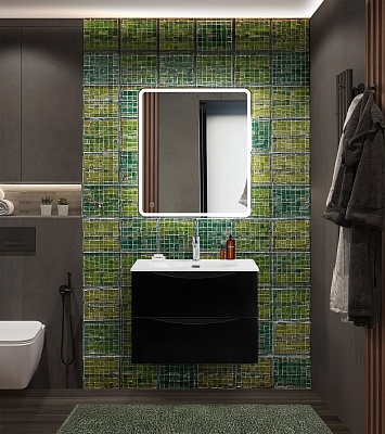 Тумба с раковиной подвесная BelBagno MARINO-CER-N 70 Nero Lucido, раковина белая