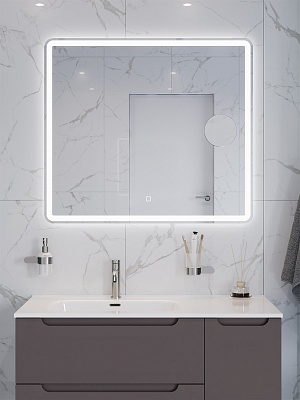 Зеркало с подсветкой и встроенной линзой 3-х кратного увеличения BelBagno SPC-MAR-900-800-LED-TCH-LNZ