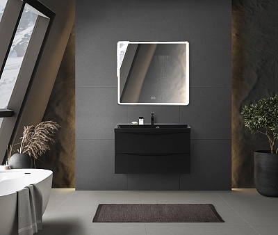 Тумба с раковиной подвесная BelBagno MARINO 90 Nero Lucido, раковина чёрная