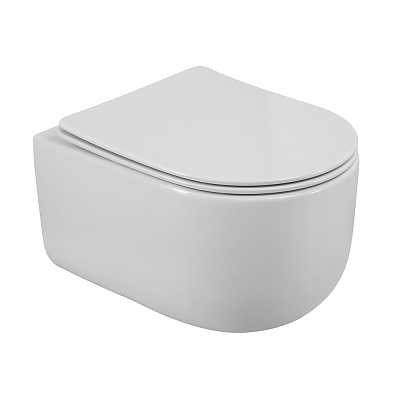Унитаз подвесной безободковый со смывом TORNADO BelBagno SOFT-TOR BB084CH-TOR с сиденьем BB051SC