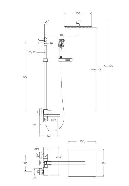 Душевая стойка BelBagno LUCE LUC-VSCM-CRM
