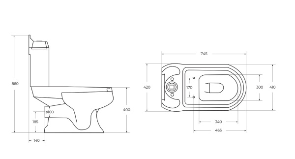 Унитаз-компакт CEZARES KING PALACE CZR-163-T с сиденьем BB051-2SC