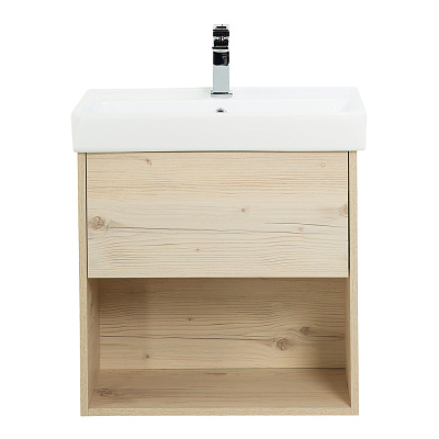 Тумба с раковиной подвесная с одним ящиком BelBagno NEON 50 Pino Bianco, раковина белая