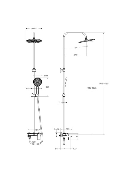 Душевая стойка со смесителем и изливом BelBagno MARINO-VSCM-GM