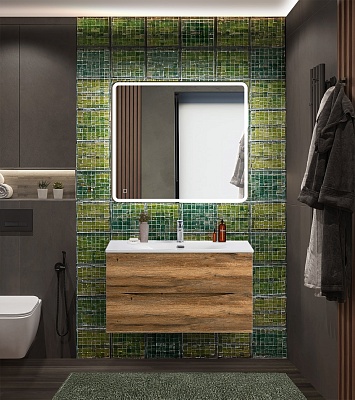 Тумба с раковиной подвесная BelBagno MARINO-CER-N 90 Rovere Rustico, раковина белая