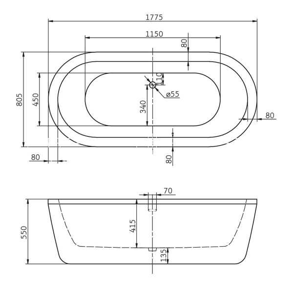 Акриловая ванна BelBagno BB12-1775