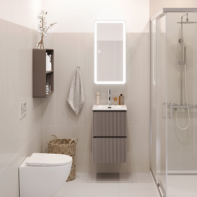 Тумба с раковиной подвесная BelBagno UNO-MINI 40 Бежевый матовый, раковина BB-8099-3-40