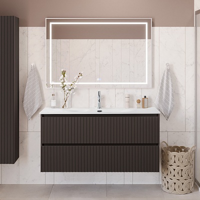 Тумба с раковиной подвесная BelBagno UNO 120 Темно-Серый Матовый, раковина BB-8099-120