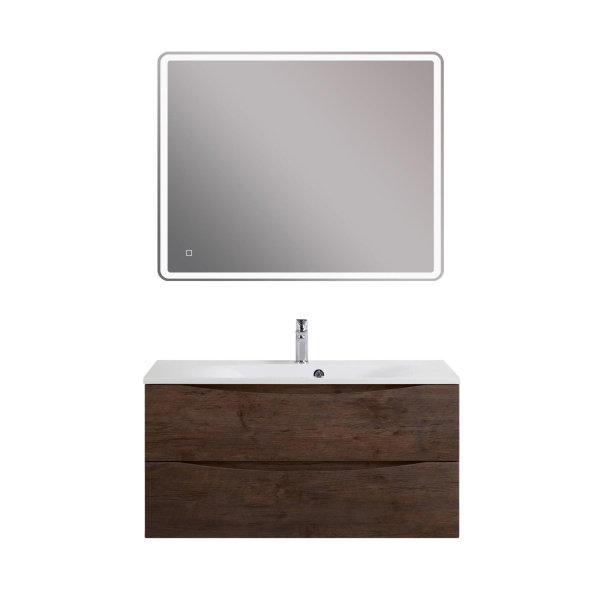 Тумба с раковиной подвесная BelBagno MARINO 100 Rovere Moro, раковина белая BB1000/450-LV-MR-FT