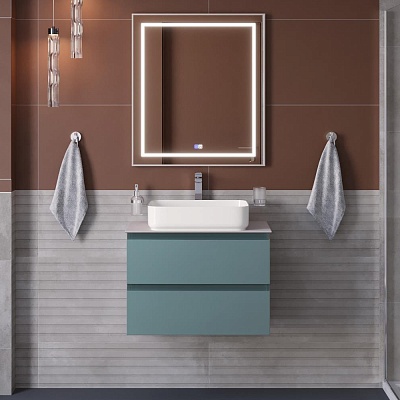 Тумба со столешницей подвесная BelBagno KRAFT 70 Голубой Матовый, столешница KEP-70-BO