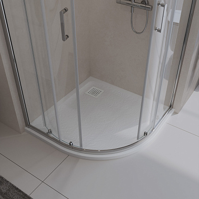 Душевой поддон из искусственного мрамора в комплекте с сифоном BelBagno UNO TRAY-MR-UNO-R-90-550-35-W-BO