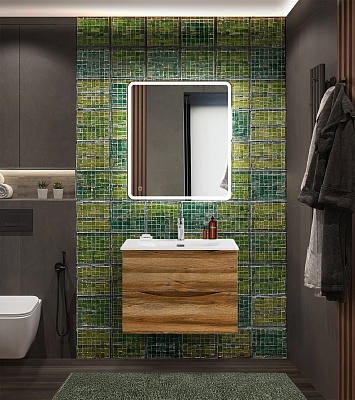 Тумба с раковиной подвесная BelBagno MARINO-CER-N 70 Rovere Rustico, раковина белая