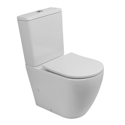 Унитаз-компакт безободковый со смывом TORNADO BelBagno SFERA-TOR BB2141CP-TOR с сиденьем BB2031SC