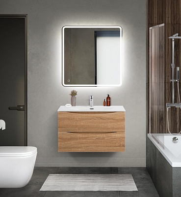 Тумба с раковиной подвесная BelBagno MARINO-CER-MINI 80 Rovere Bianco, раковина белая