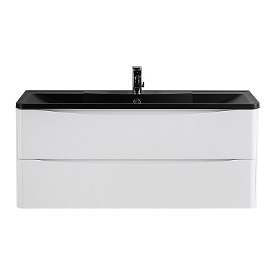 Тумба с раковиной подвесная BelBagno ACQUA 120 Bianco Lucido, раковина чёрная