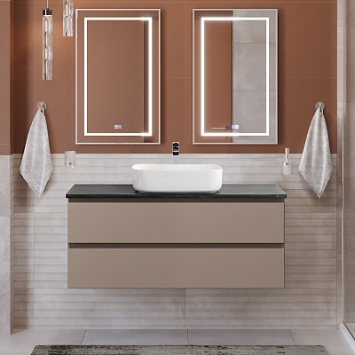 Тумба со столешницей подвесная BelBagno KRAFT 120 Бежевый матовый, столешница KEP-120-MNO