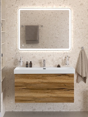 Тумба с раковиной подвесная BelBagno MARINO-CER-N 100 Rovere Rustico, раковина BB-8078-100