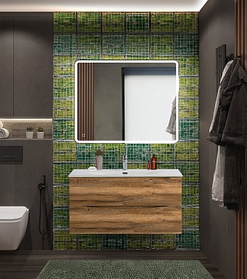 Тумба с раковиной подвесная BelBagno MARINO-CER-N 100 Rovere Rustico, раковина BB-8099-100