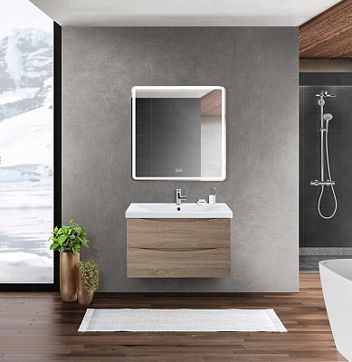 Тумба с раковиной подвесная BelBagno MARINO-CER 70 Rovere Bianco, раковина белая