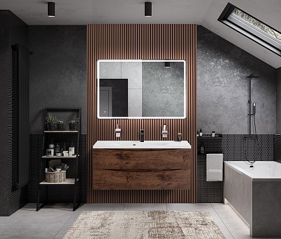 Тумба с раковиной подвесная BelBagno MARINO 120 Rovere Moro, раковина белая