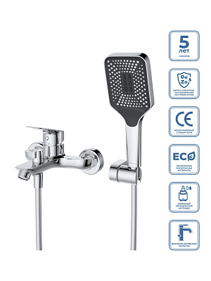 Смеситель для ванны и душа BelBagno DUE-VASM-CRM