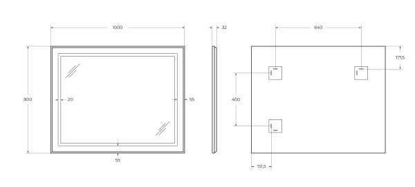 Зеркало BelBagno SPC-KRAFT-1000-800-SENS-AL