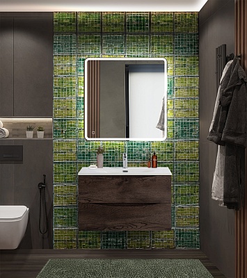 Тумба с раковиной подвесная BelBagno MARINO-CER-N 80 Rovere Nature Grigio, раковина белая