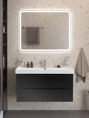 Тумба с раковиной подвесная BelBagno MARINO-CER-N 100 Nero Lucido, раковина BB-8078-100
