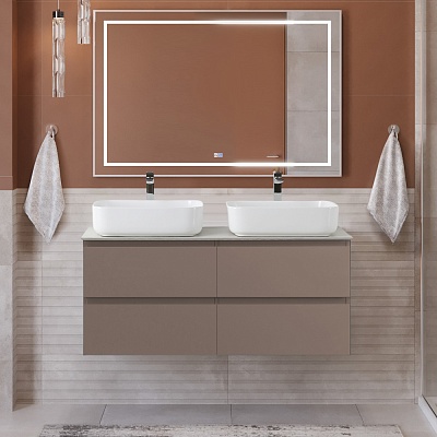 Тумба с четырьмя ящиками и столешницей подвесная BelBagno KRAFT 120 Бежевый матовый, столешница KEP-120-2-CEM