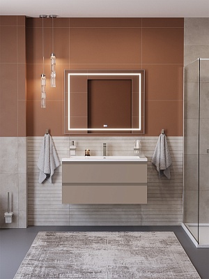 Тумба с раковиной подвесная BelBagno СТРУКТУРА (KRAFT) 100 Бежевый матовый, раковина BB-8070-100