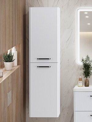Шкаф подвесной BelBagno DUE-1500-2A-SC-BL-P Bianco Lucido, ручки - Матовый тёмный никель
