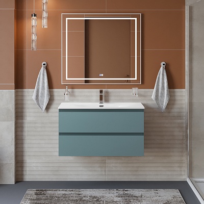 Тумба с раковиной подвесная BelBagno KRAFT 80 Голубой Матовый, раковина BB-8099-80