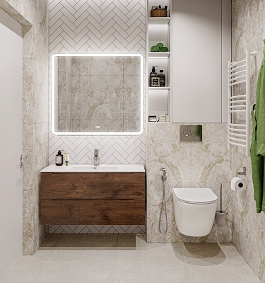 Тумба с раковиной подвесная BelBagno ETNA 100 Rovere Moro, раковина белая