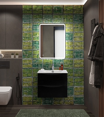 Тумба с раковиной подвесная BelBagno MARINO-CER-N 60 Nero Lucido, раковина белая