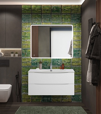 Тумба с раковиной подвесная BelBagno MARINO-CER-N 100 Bianco Opaco, раковина BB-8099-100