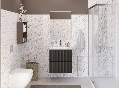 Тумба с раковиной подвесная BelBagno UNO-MINI 70 Темно-Серый Матовый, раковина BB-8099-3-70