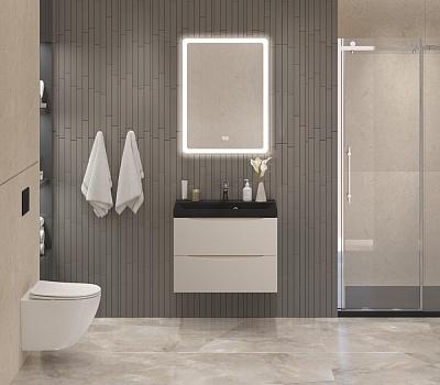 Тумба с раковиной подвесная BelBagno MARINO 70 Crema Opaco, раковина чёрная BB700/450-LV-ART-AST-NERO