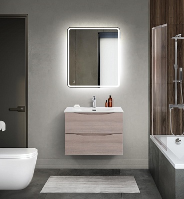 Тумба с раковиной подвесная BelBagno MARINO-CER-MINI 70 Rovere Grigio, раковина белая