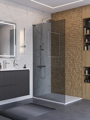 Душевая перегородка BelBagno UNO-L-1-TB-100-GR-Cr