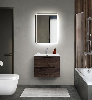 Тумба с раковиной подвесная BelBagno MARINO-CER-MINI 60 Rovere Nature Grigio, раковина белая