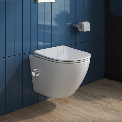 Унитаз подвесной с сиденьем, функцией биде и смесителем BelBagno UNO BB3105CHR-BS/SC