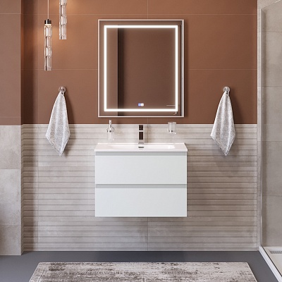 Тумба с раковиной подвесная BelBagno СТРУКТУРА (KRAFT) 60 Белый матовый, раковина BB600ETL
