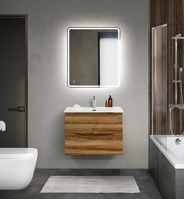 Тумба с раковиной подвесная BelBagno MARINO-CER-MINI 70 Rovere Rustico, раковина белая