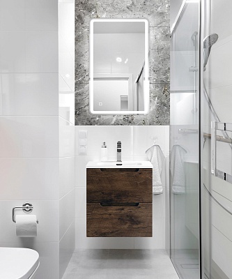 Тумба с раковиной подвесная BelBagno ETNA 50 Rovere Moro, раковина белая
